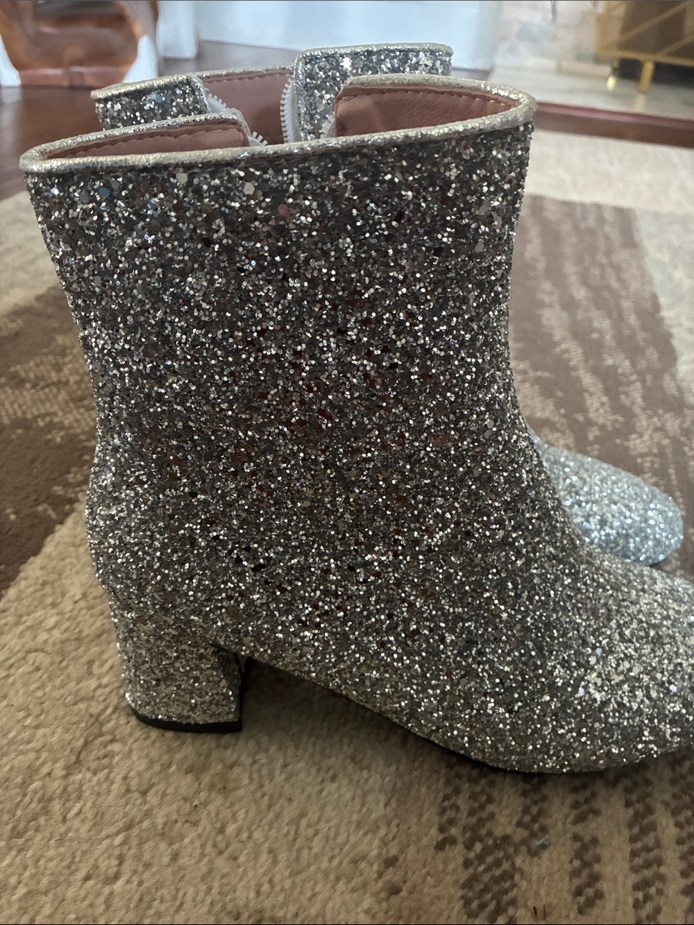 Sparkle Silver Glitter Ankle Boots - Women - Picture 2 of 10